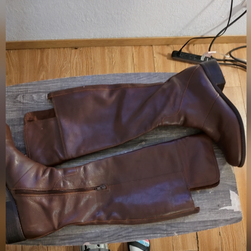 Brown Leather Knee-High Boots NINE WEST
